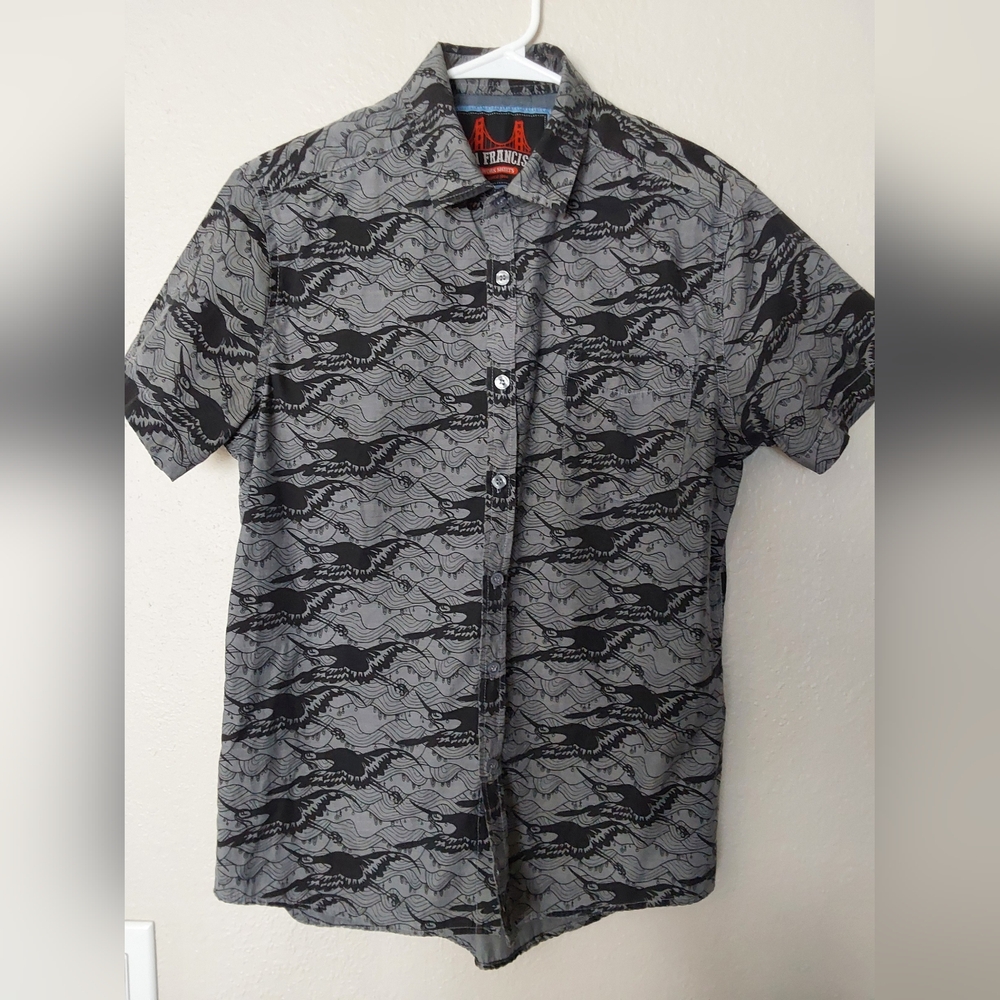San Francisco Work Shirts, Men's Small Black and Gray Short Sleeve Shirt